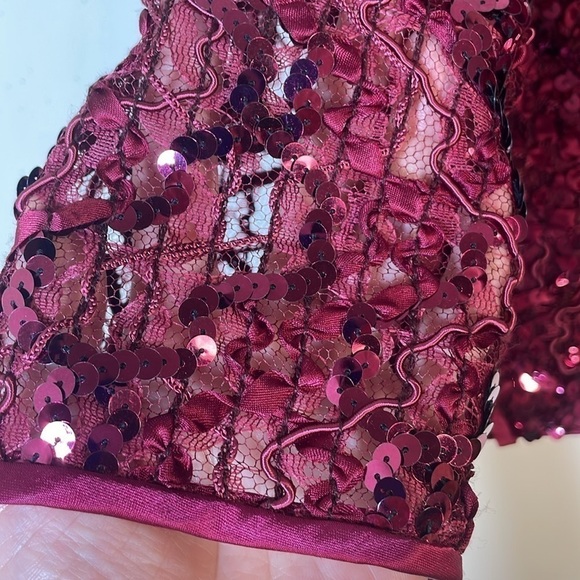 Neiman Marcus Glitter Sequin Embroidered Lace Jacket with Jewel Button Front. 16 - Picture 8 of 12